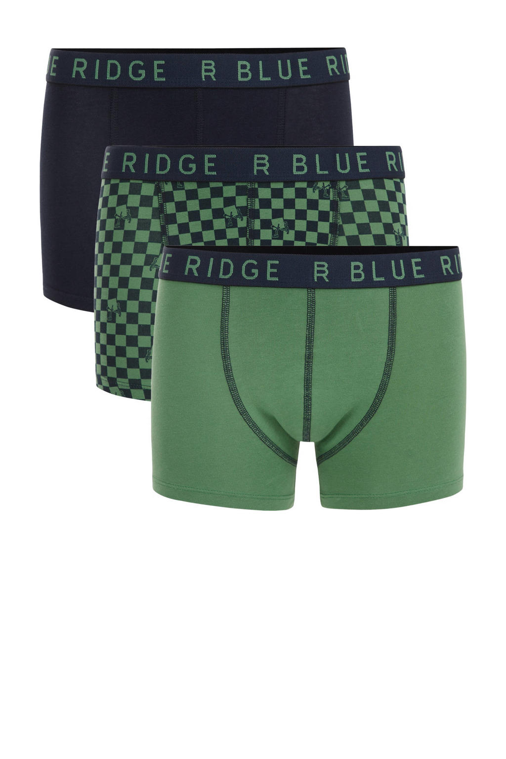 WE Fashion Blue Ridge Boxershort groen/donkerblauw (set van 3)