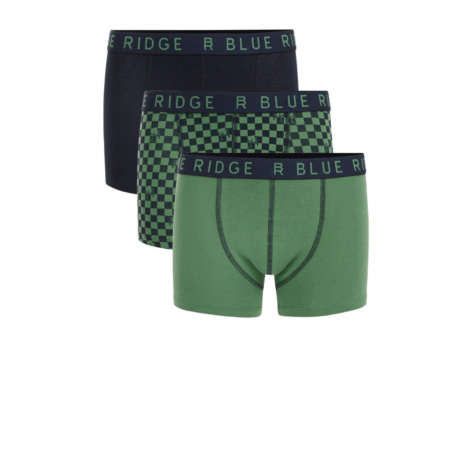 WE Fashion Boxershort groen donkerblauw set van 3 Jongens Stretchkatoen 110 116