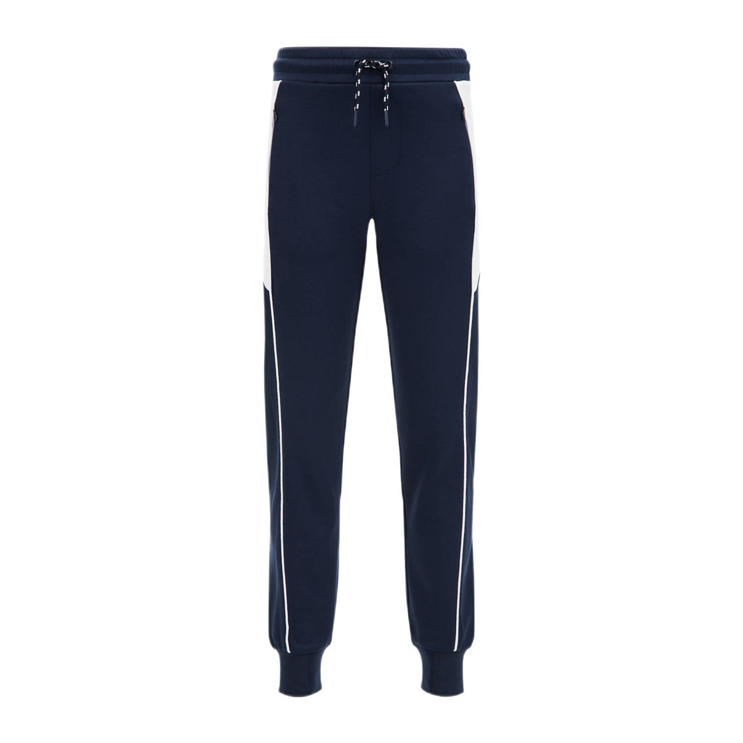 WE Fashion slim fit joggingbroek donkerblauw Jongens Sweat Effen 104