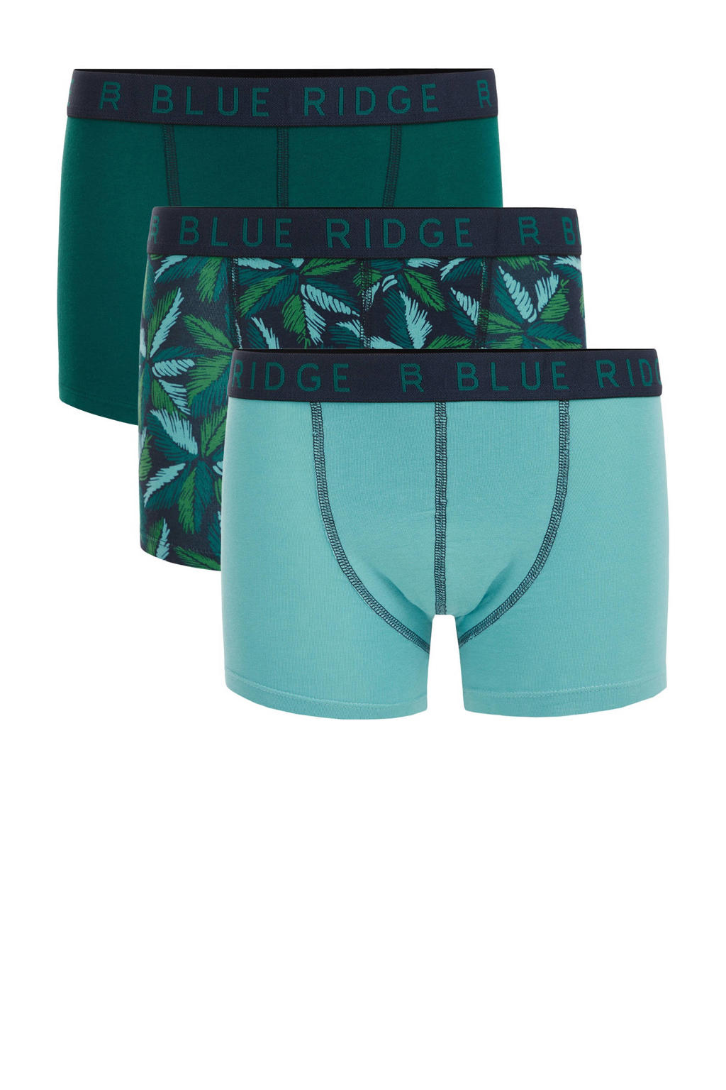 WE Fashion Blue Ridge boxershort - donkergroen/mintgroen (set van 3)