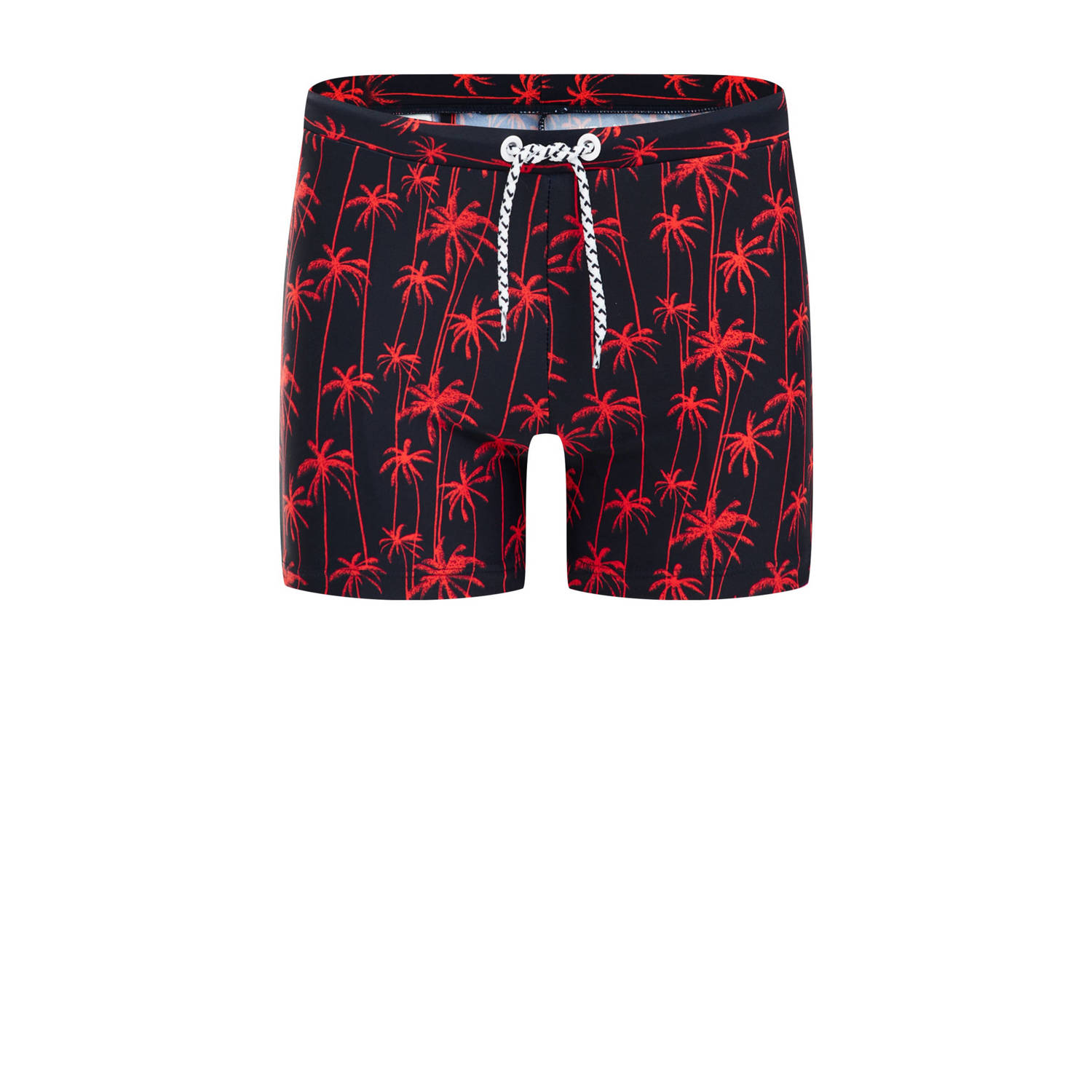 WE Fashion zwemboxer rood zwart Jongens Gerecycled polyamide All over print 110 116