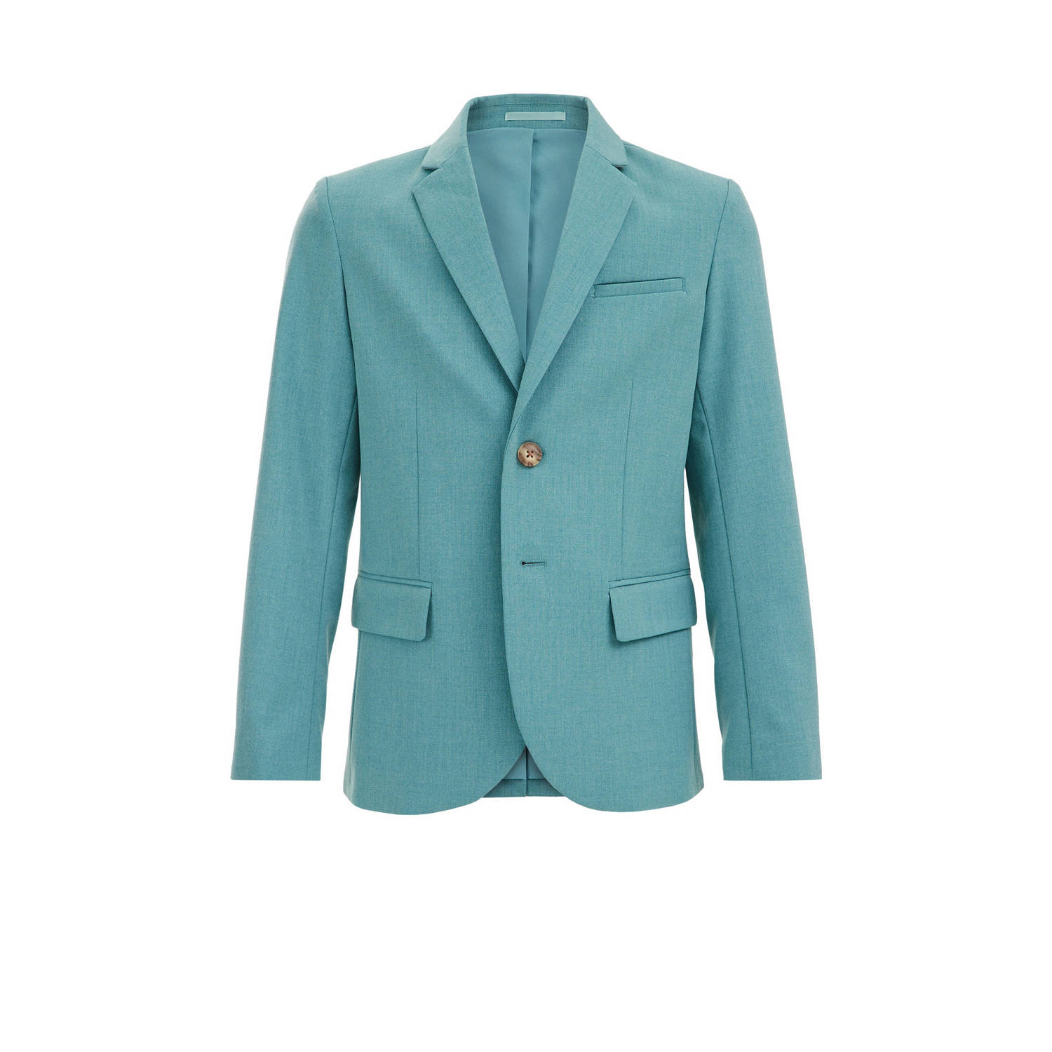 WE Fashion colbert aqua Blauw Jongens Polyester Reverskraag Effen 110 116