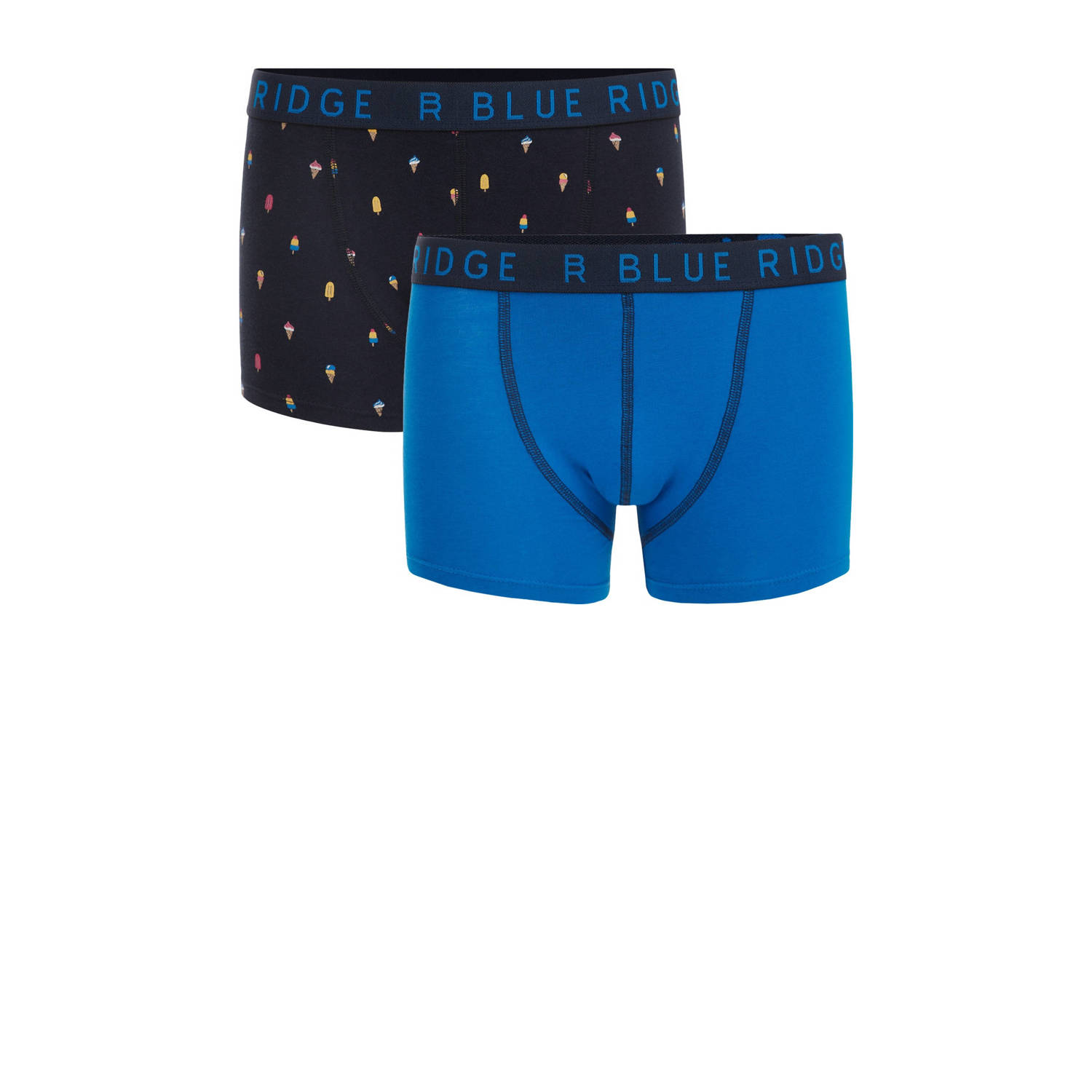 WE Fashion Blue Ridge boxershort set van 2 lichtblauw donkerblauw multicolor Jongens Stretchkatoen 110 116