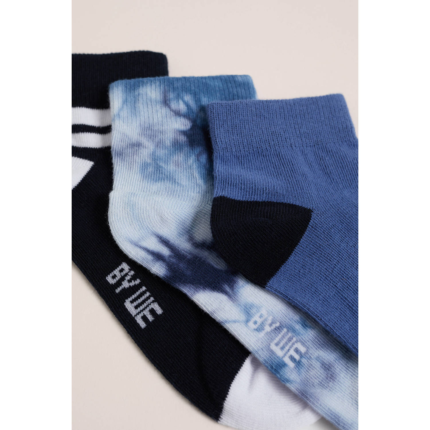 WE Fashion sokken set van 3 donkerblauw middenbauw