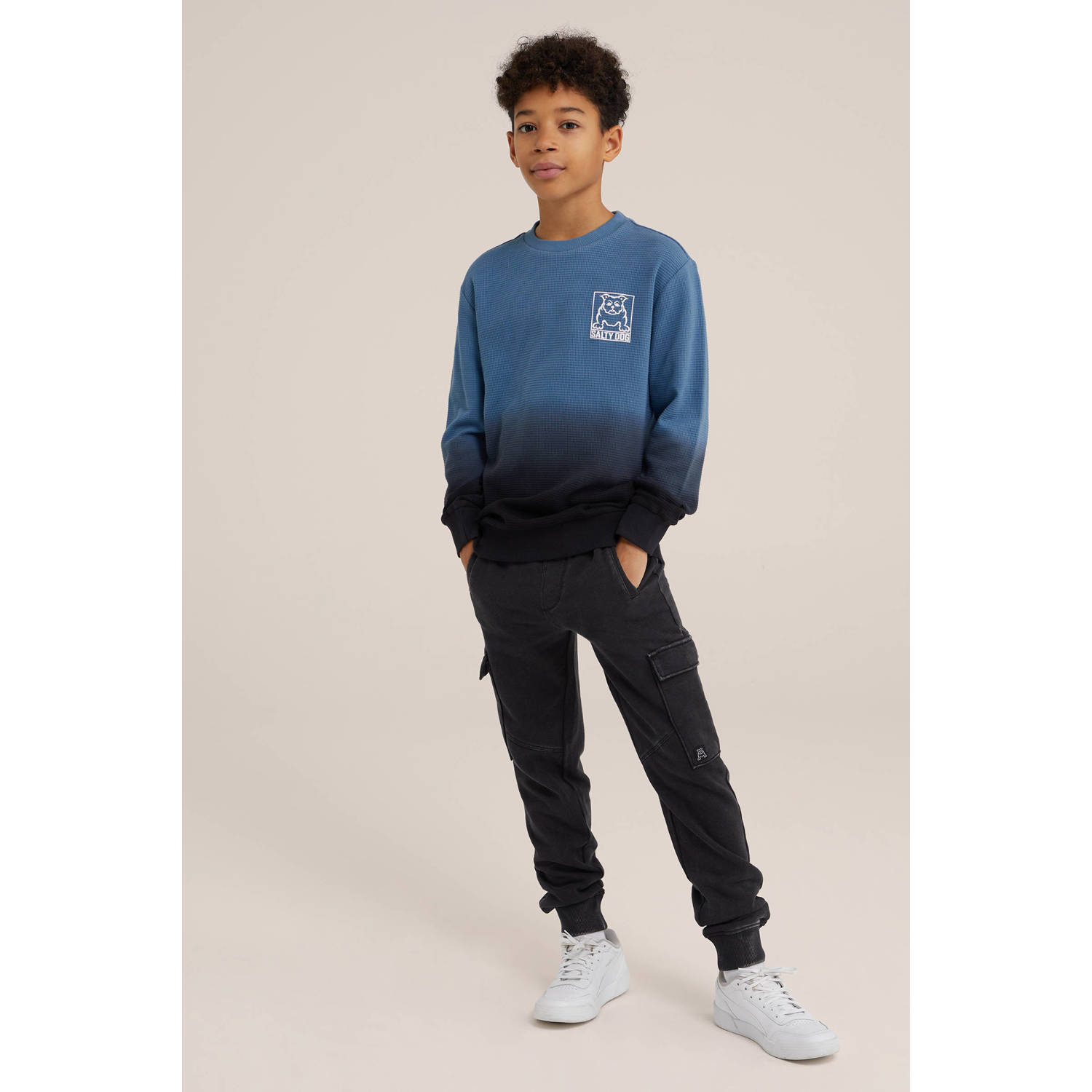 WE Fashion slim fit joggingbroek zwart