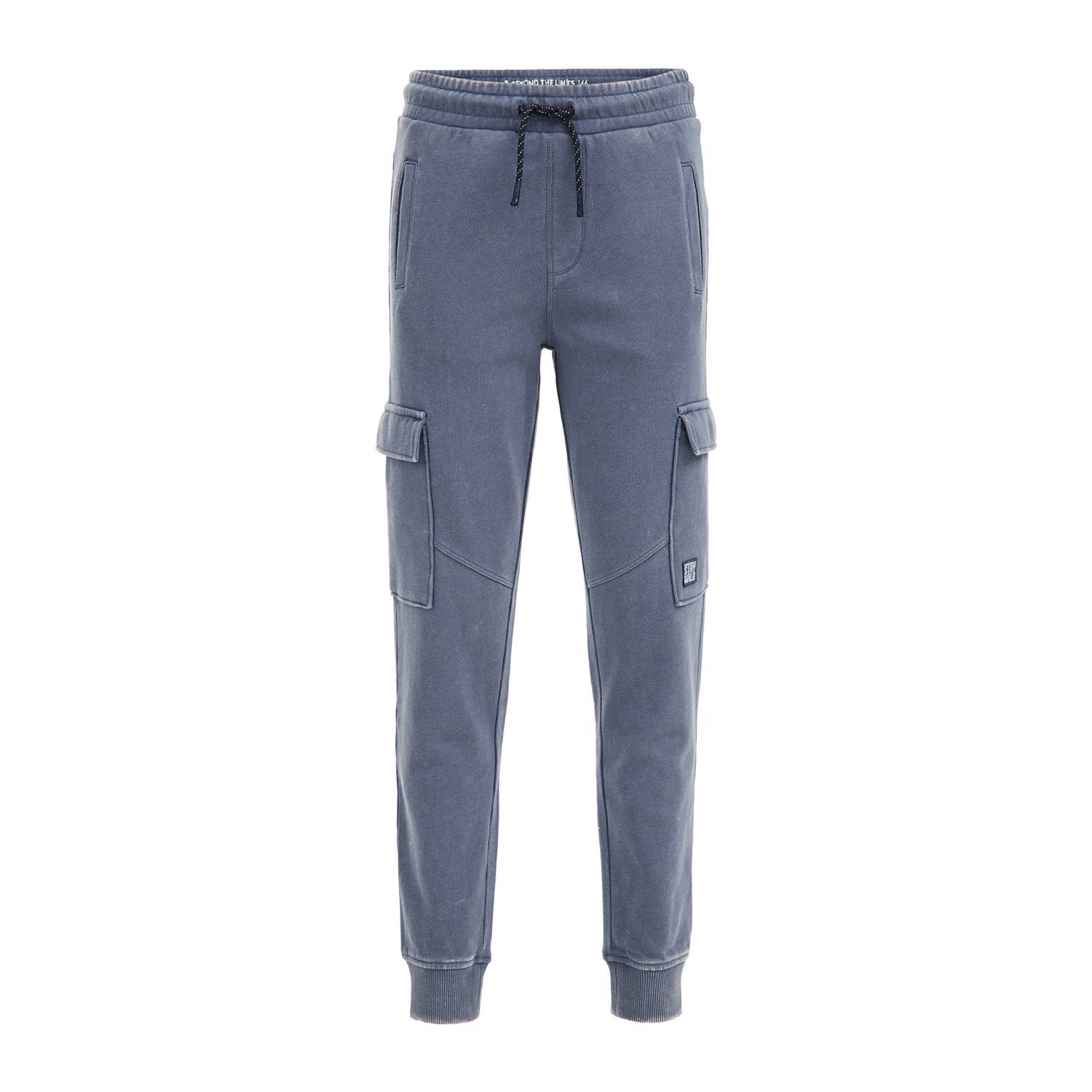 WE Fashion gemêleerde slim fit joggingbroek blauw