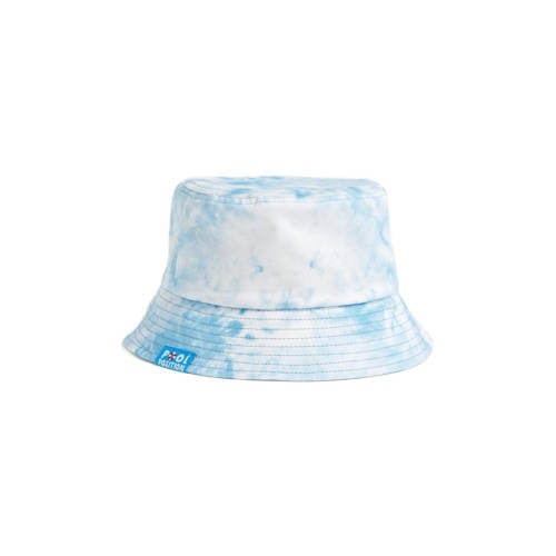 WE Fashion tie-dye bucket hoed blauw/wit