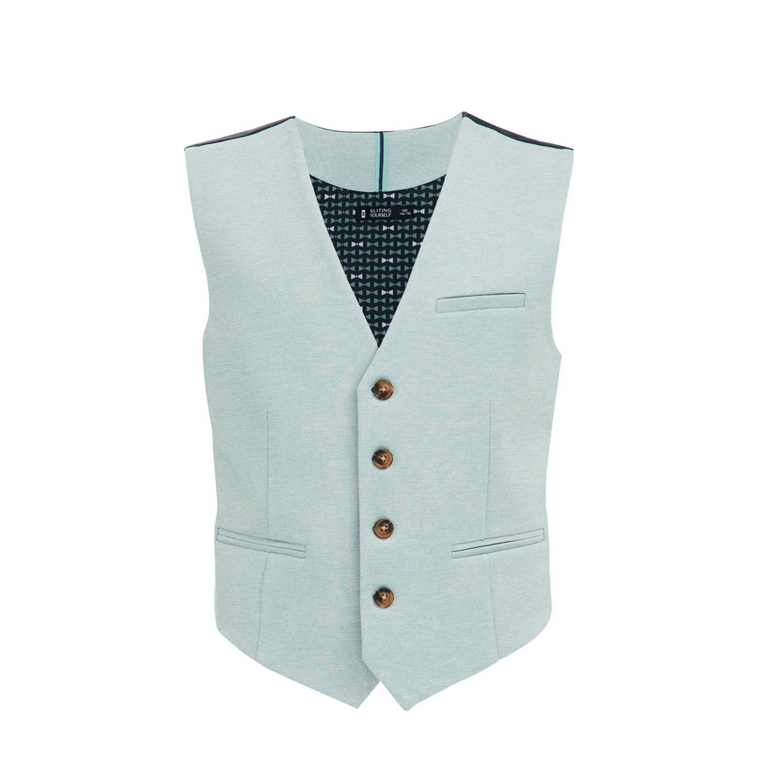 WE Fashion gilet mintgroen Jongens Polyester V-hals Effen 122 128