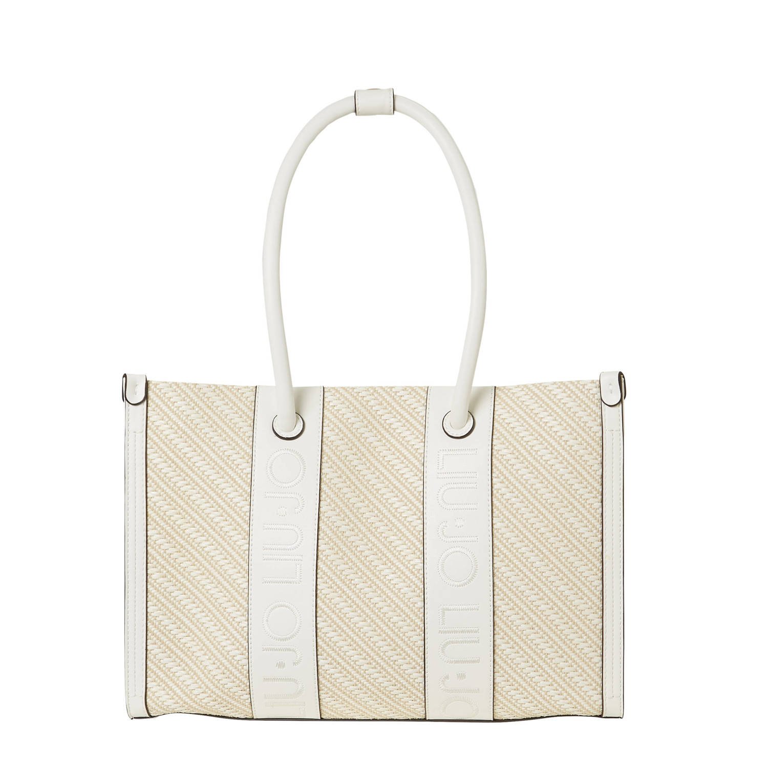 Liu Jo Beige Shopper Tas met Geborduurd Logo Beige Dames