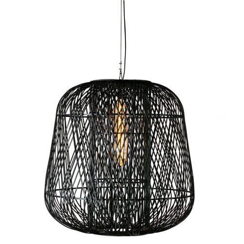 Wehkamp Woood Exclusive Moza Hanglamp - Bamboe - Zwart - 100x100x100 aanbieding