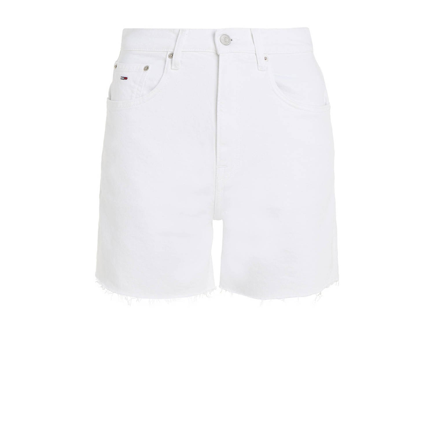 Tommy Jeans Witte Katoenen Dames Shorts Rits Knoop White Dames