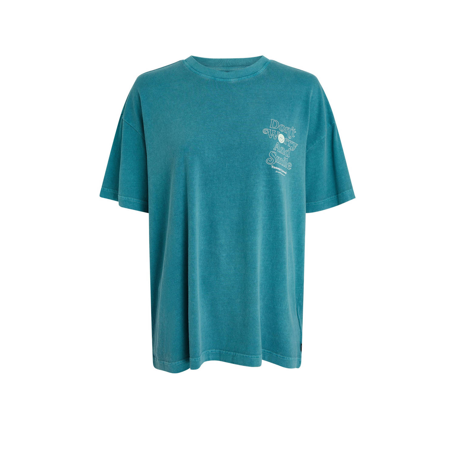 Tommy Jeans T-shirt met printopdruk blauwgroen geel