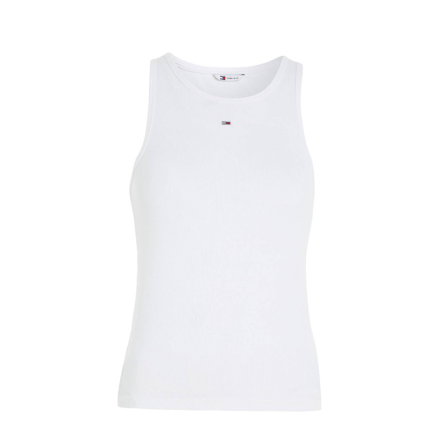 Tommy Hilfiger Witte Tanktop Brede Schouders Geborduurd White Dames