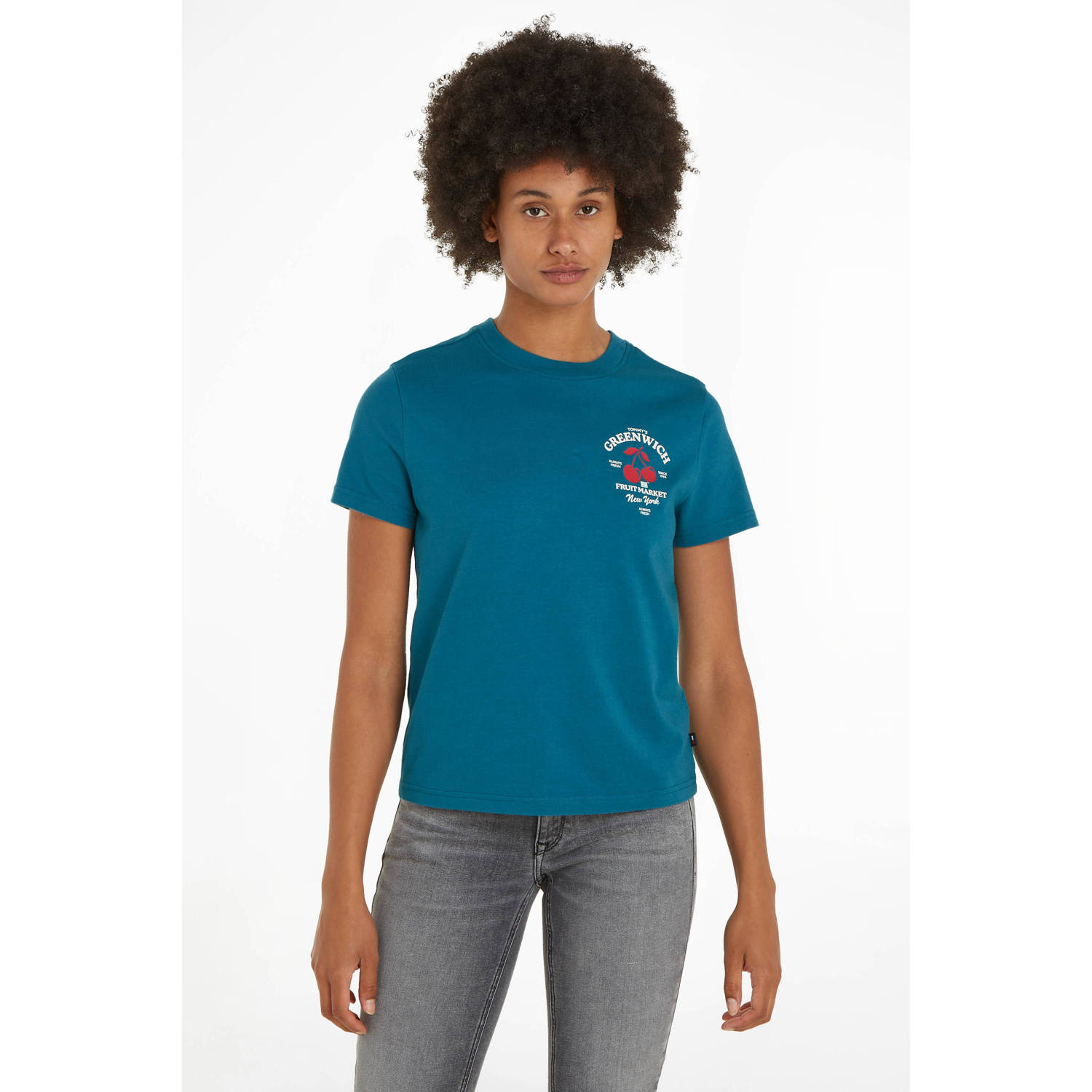 Tommy Jeans T-shirt met printopdruk blauw wit rood