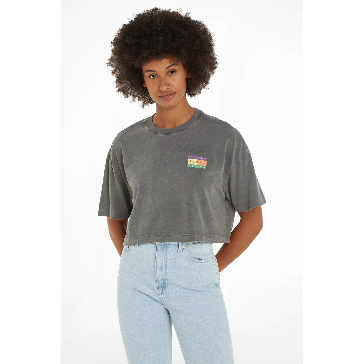 Tommy Jeans T-shirt met printopdruk grijs