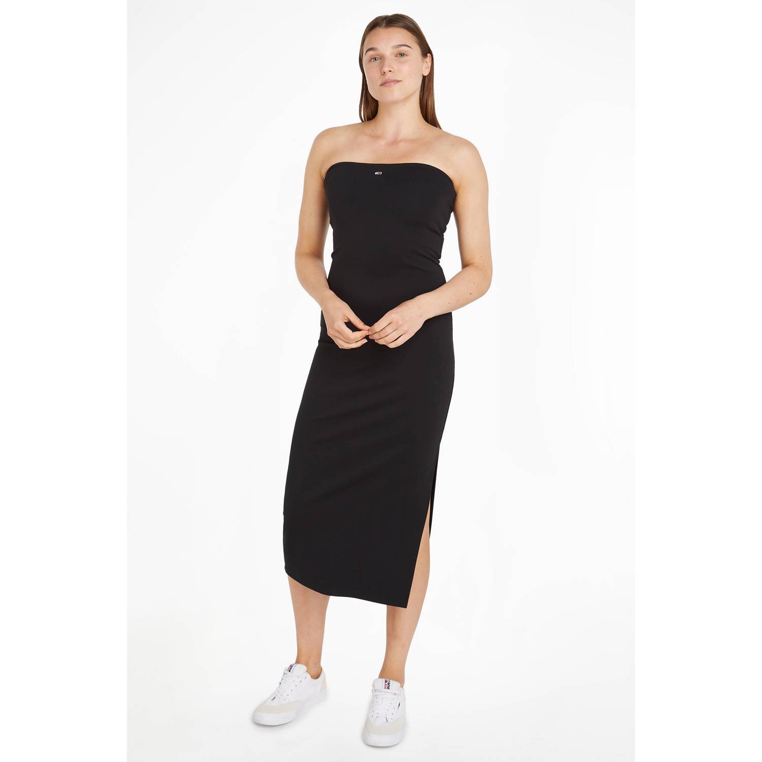 Tommy Jeans strapless jurk zwart