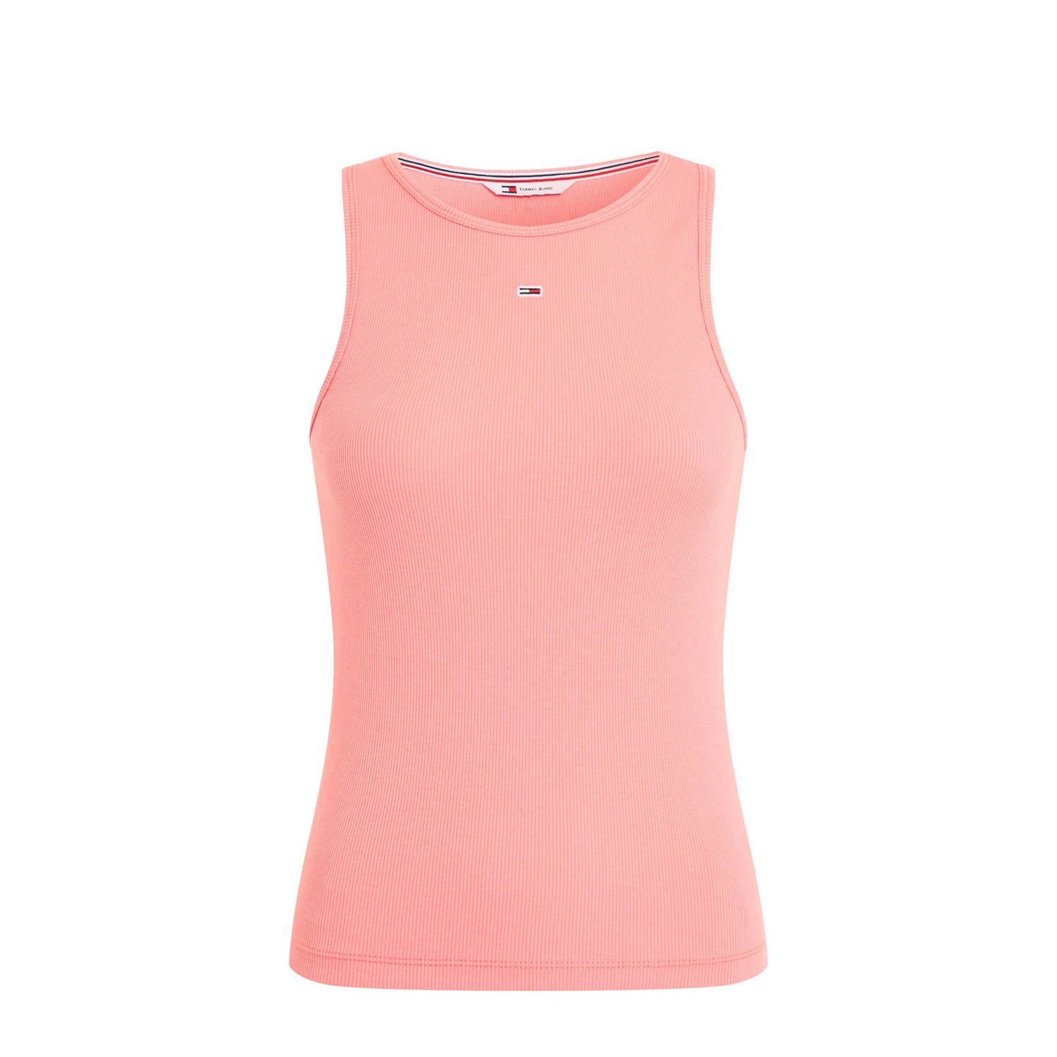 Tommy Jeans Geribbelde Tanktop Ronde Hals Pink Dames