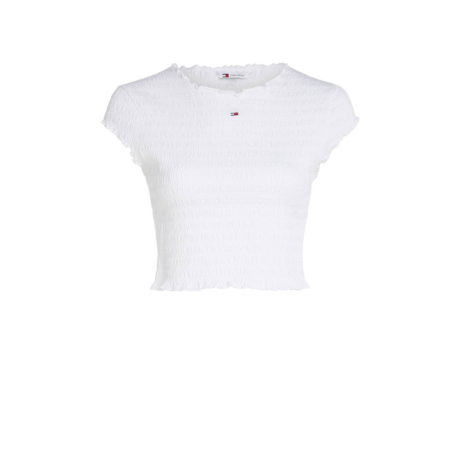 Tommy Jeans Witte Smock Tee voor Trendy Vrouwen White Dames