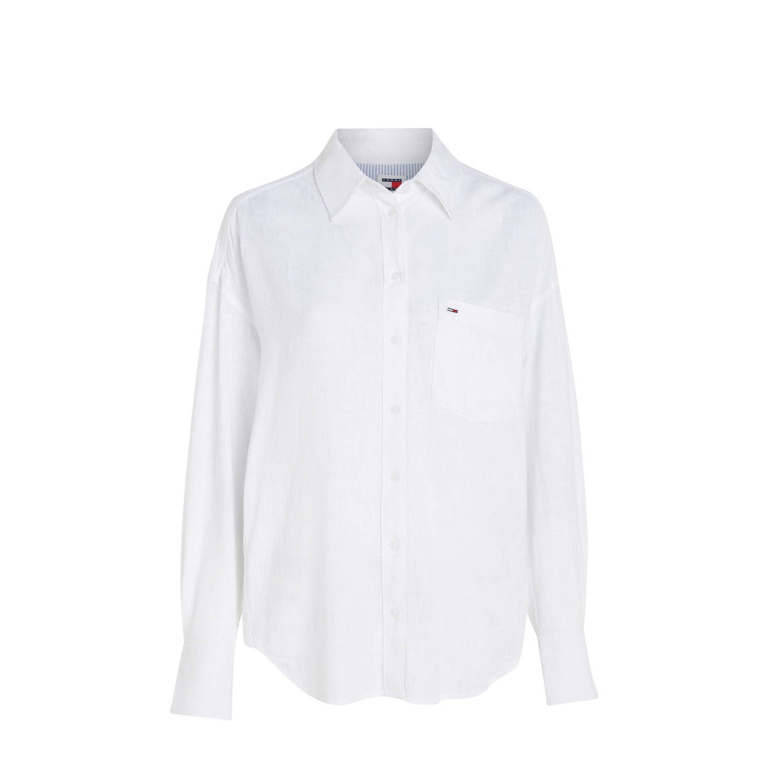 Tommy Jeans Wit Logo Patch Button-Up Shirt White Dames