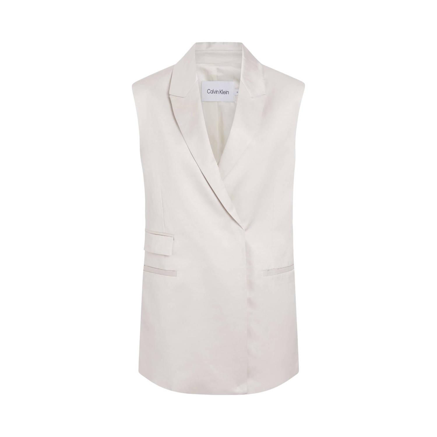 Calvin Klein Getailleerde Vest in Peyote Kleur Beige Dames