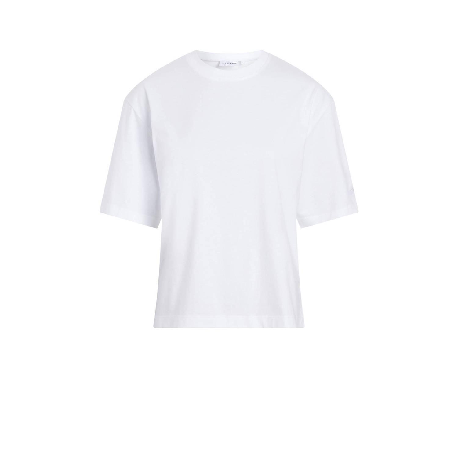 Calvin Klein Geribbelde crew-neck T-shirt 100% katoen White Dames
