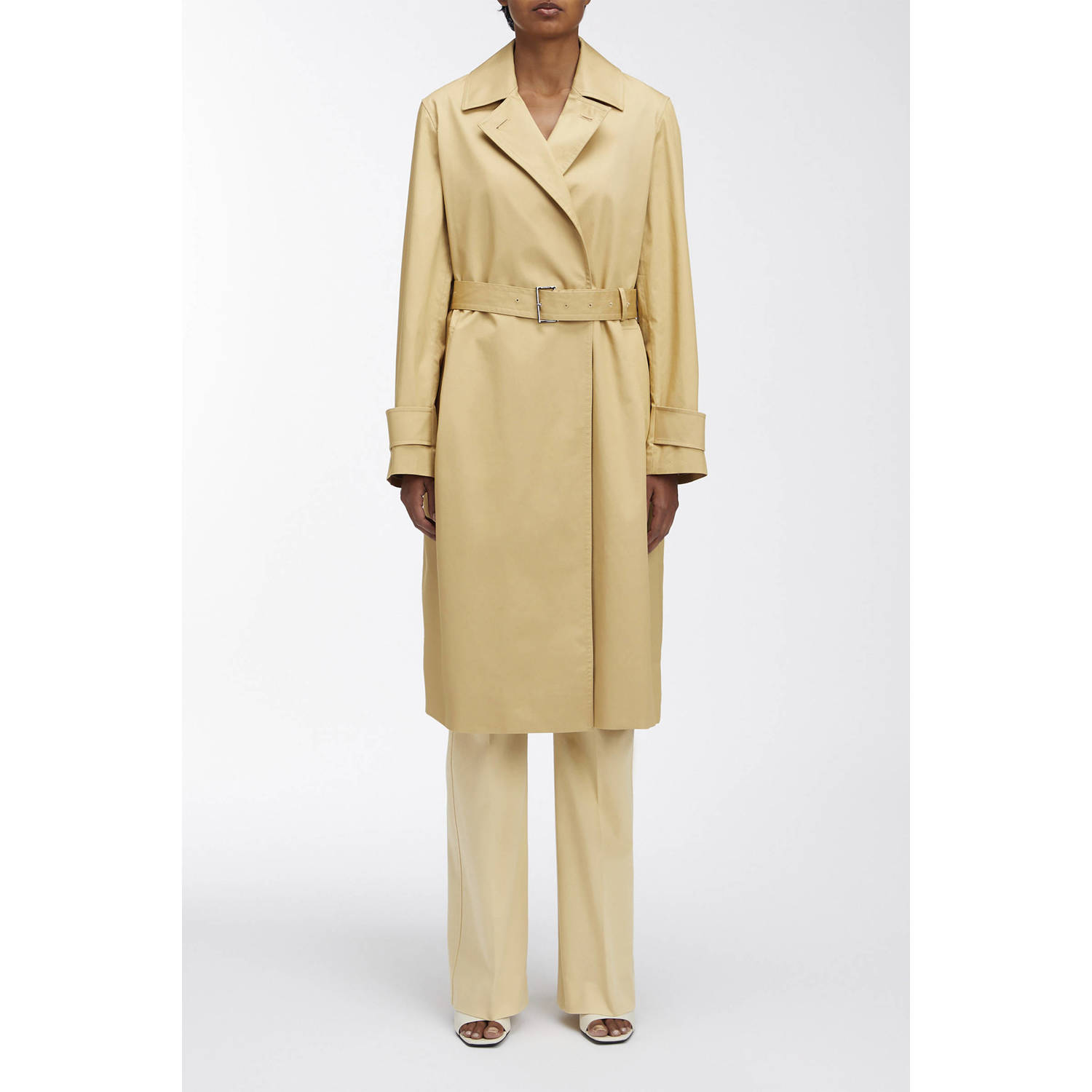 Calvin Klein trenchcoat jas met fruitprint en ceintuur beige