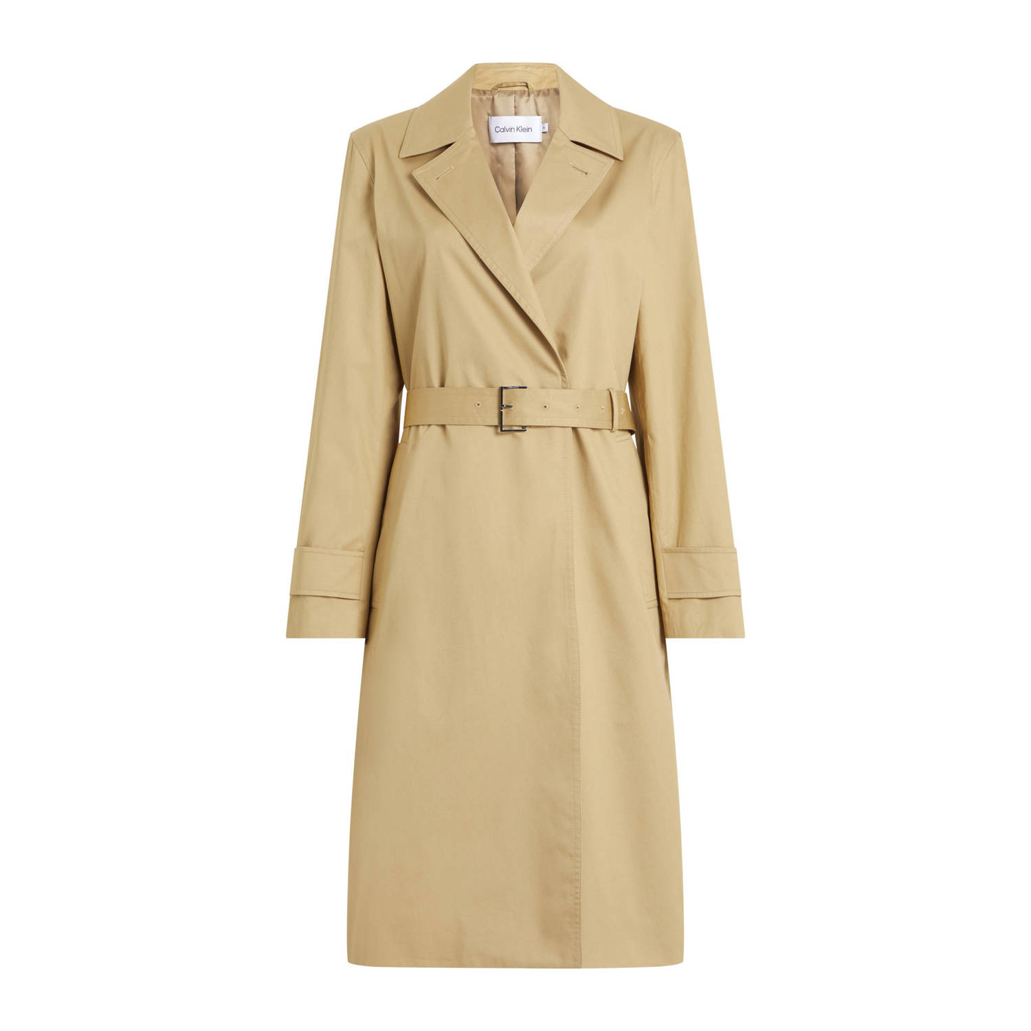 Calvin Klein trenchcoat jas met fruitprint en ceintuur beige