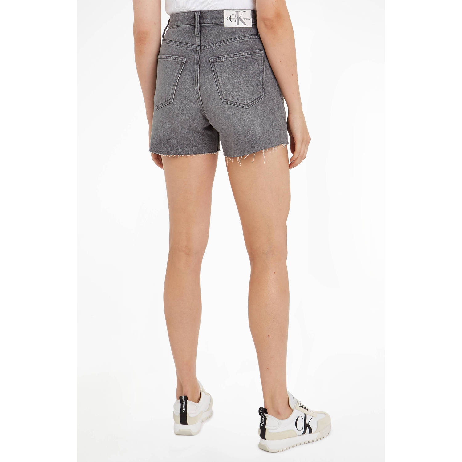 CALVIN KLEIN JEANS high waist regular fit short grijs