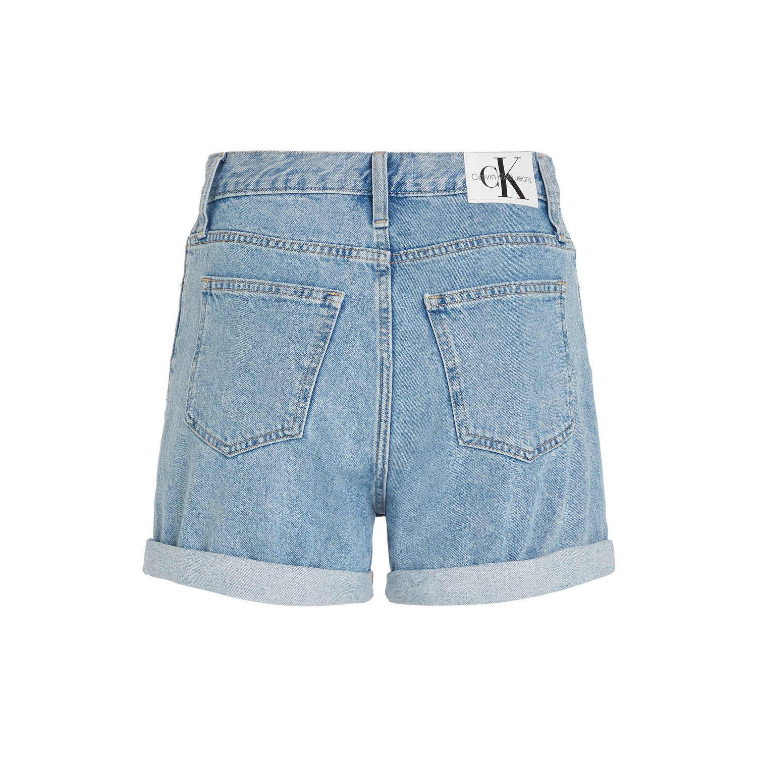 CALVIN KLEIN JEANS high waist regular fit short light blue denim