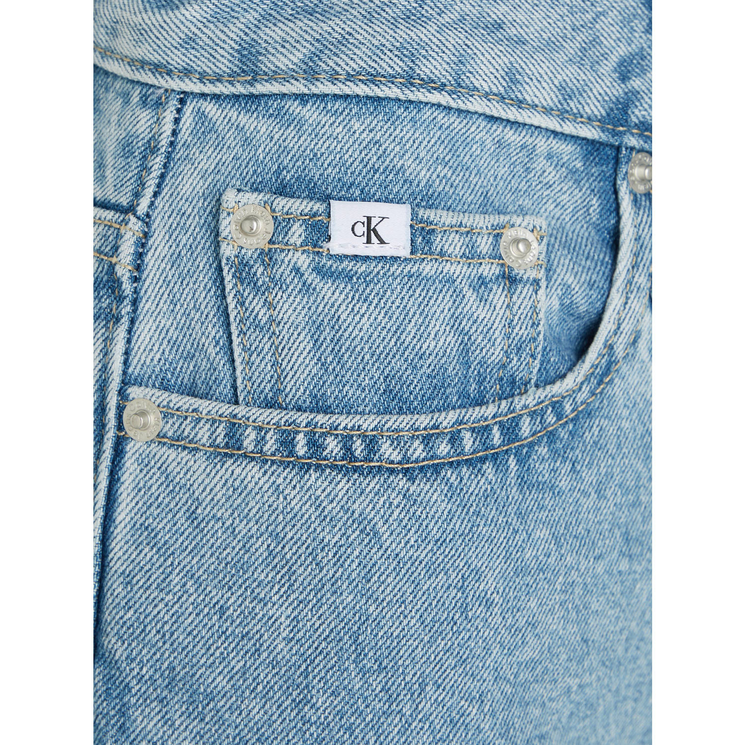CALVIN KLEIN JEANS high waist regular fit short light blue denim