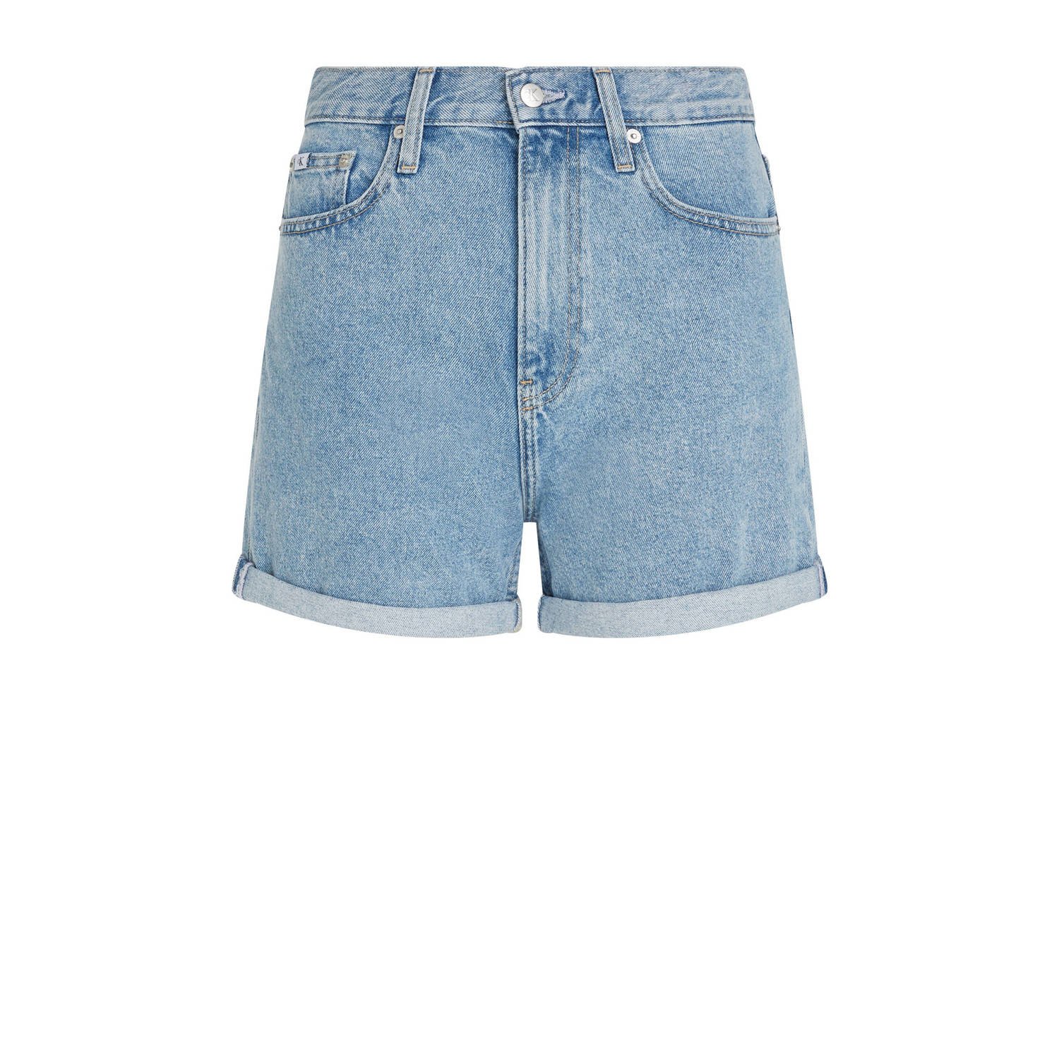 CALVIN KLEIN JEANS high waist regular fit short light blue denim