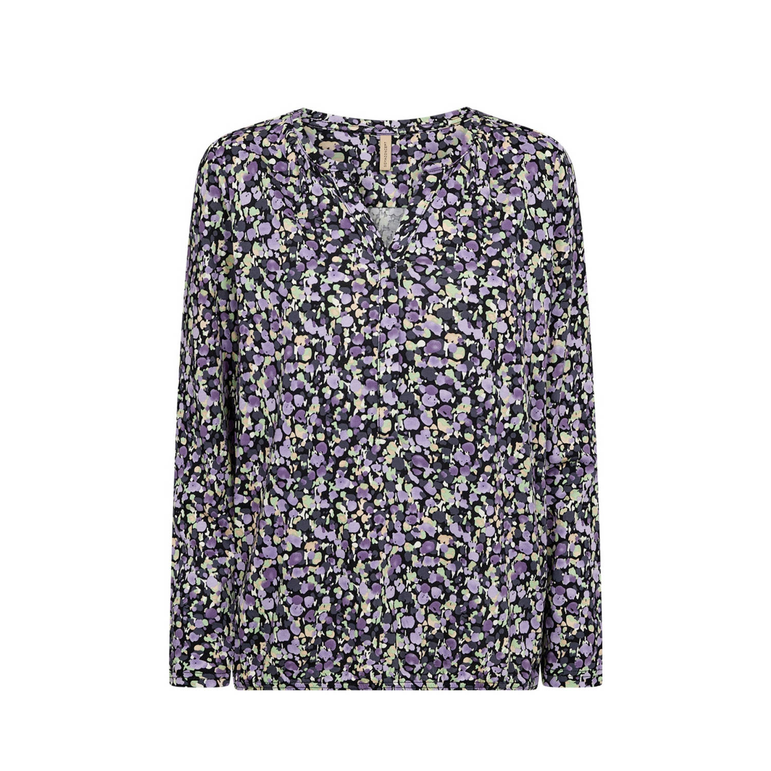 Soyaconcept blousetop met all over print lila zwart ercu