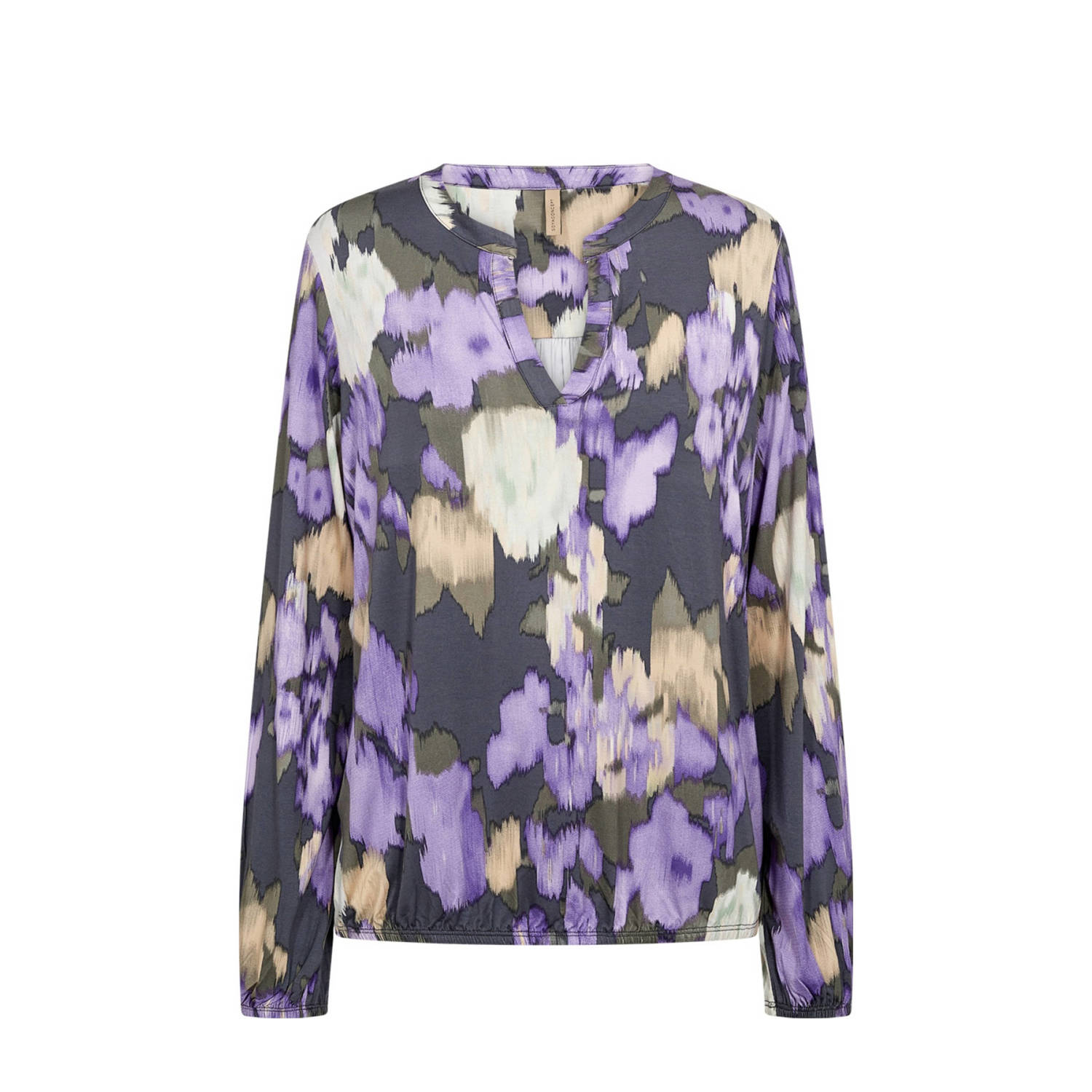 Soyaconcept blousetop met all over print lila zwart zand