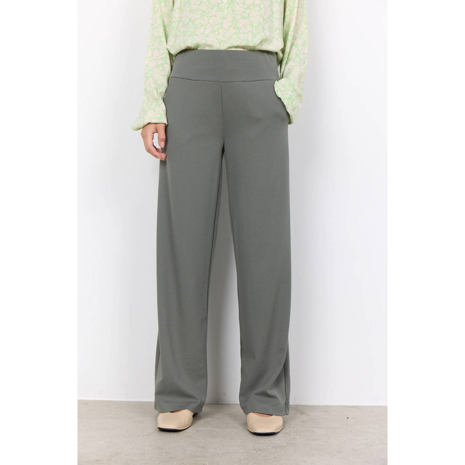 Soyaconcept regular fit pantalon olijfgroen