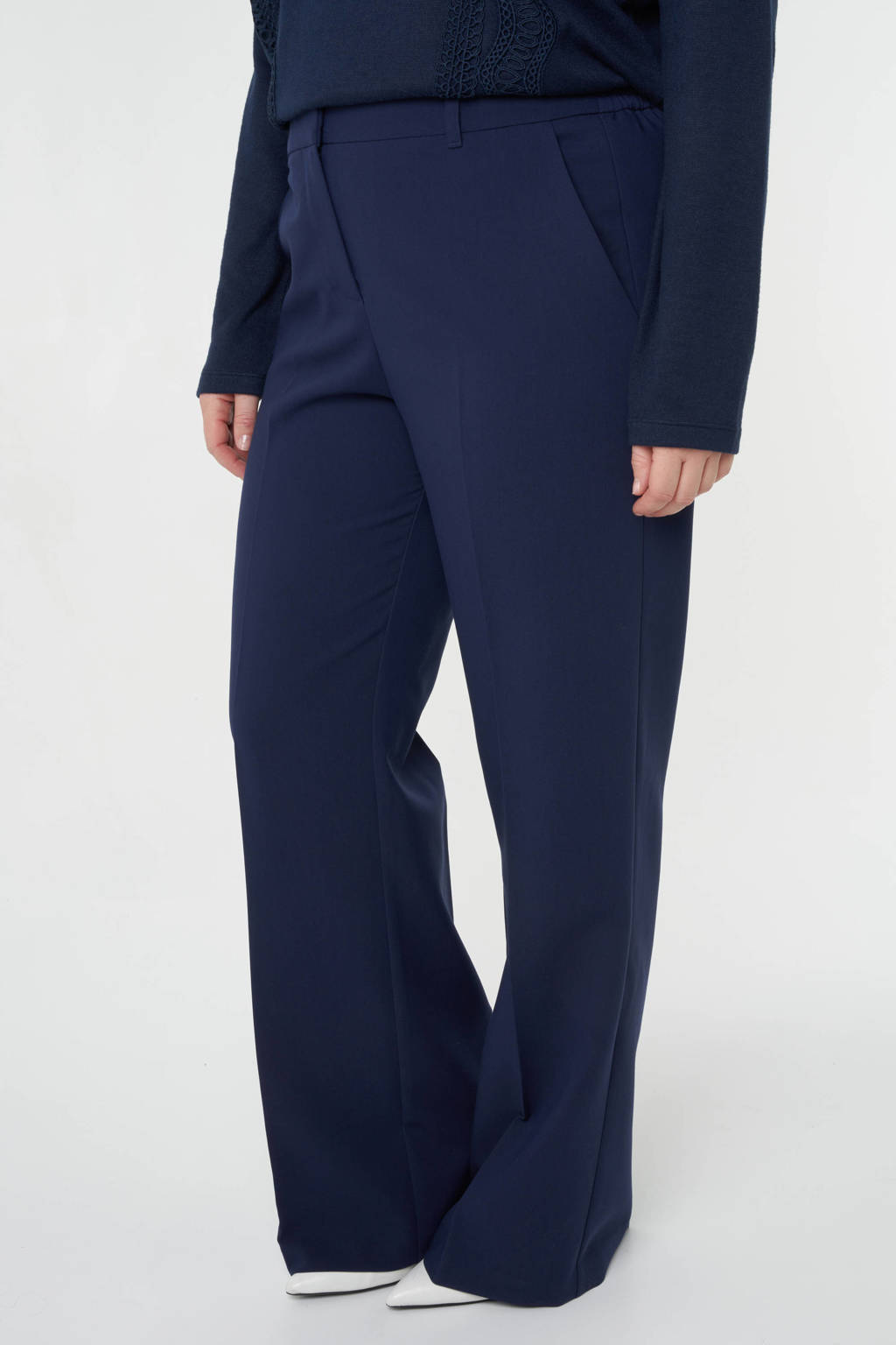 MS Mode straight fit pantalon donkerblauw wehkamp