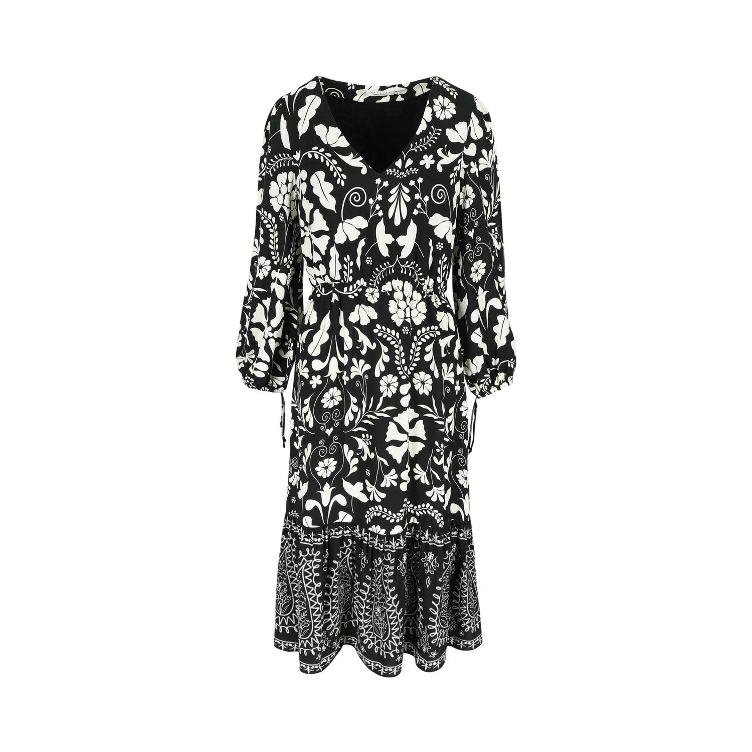 LOLALIZA jurk met paisleyprint zwart wit