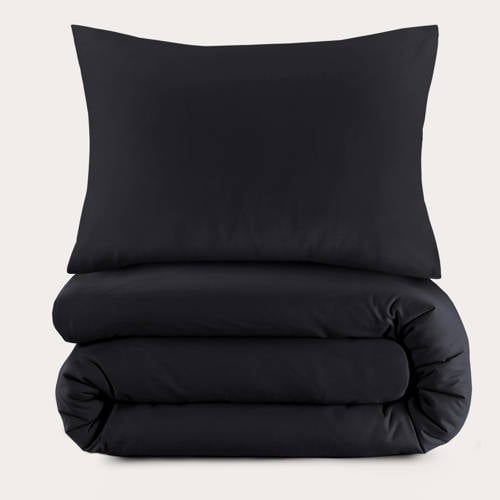 NOUS Living basis dekbedovertrek katoen zwart (140x220 cm) - Zwart