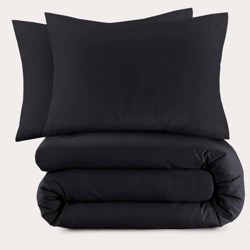 NOUS Living basis dekbedovertrek - zwart (200x220 cm) - Zwart