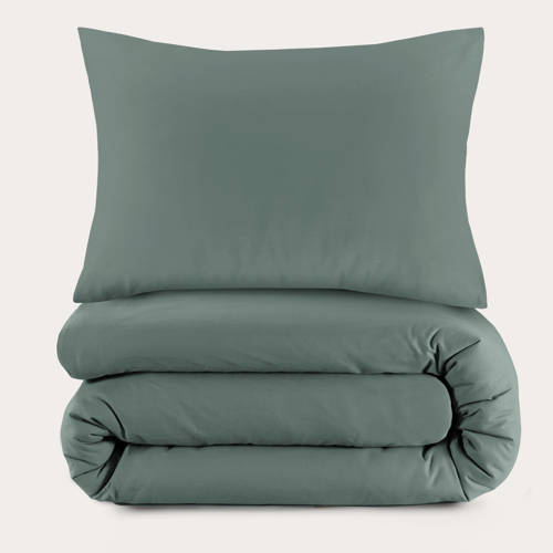 NOUS Living basis dekbedovertrek katoen donkergroen (140x220 cm) - Donkergroen