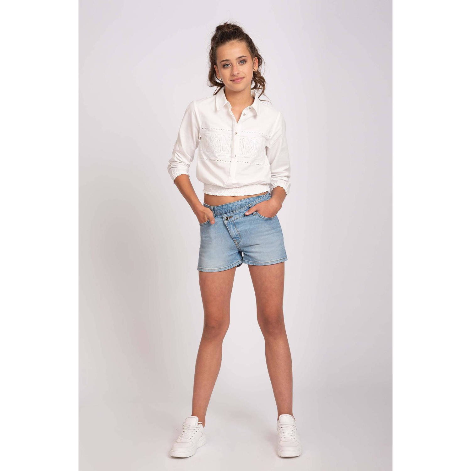 NIK&NIK denim short Faye light blue Korte broek Blauw Effen 140
