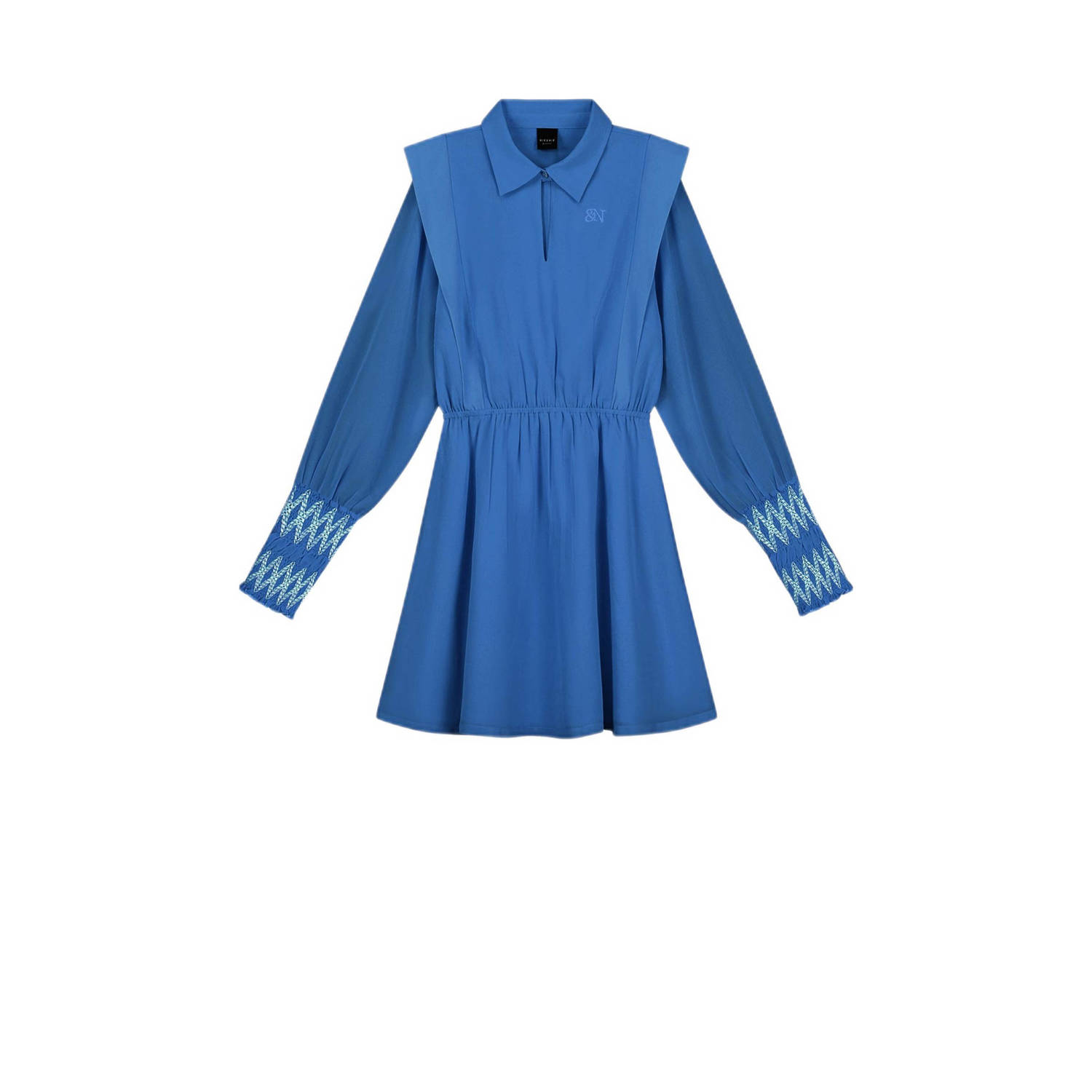NIK&NIK jurk Laury hardblauw Meisjes Polyester Klassieke kraag Effen 152