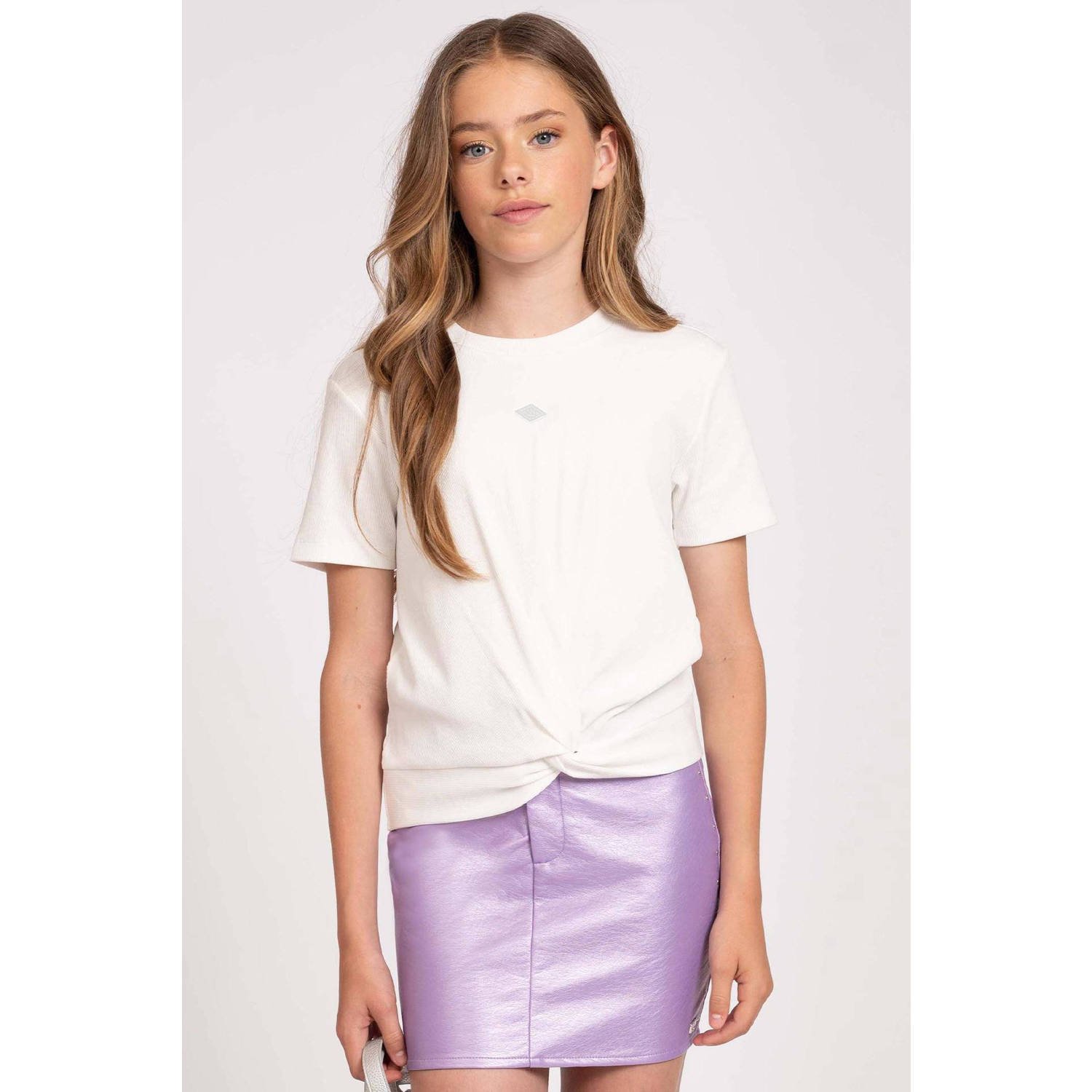 NIK&NIK T-shirt Knot offwhite Wit Meisjes Stretchkatoen Ronde hals Effen 128