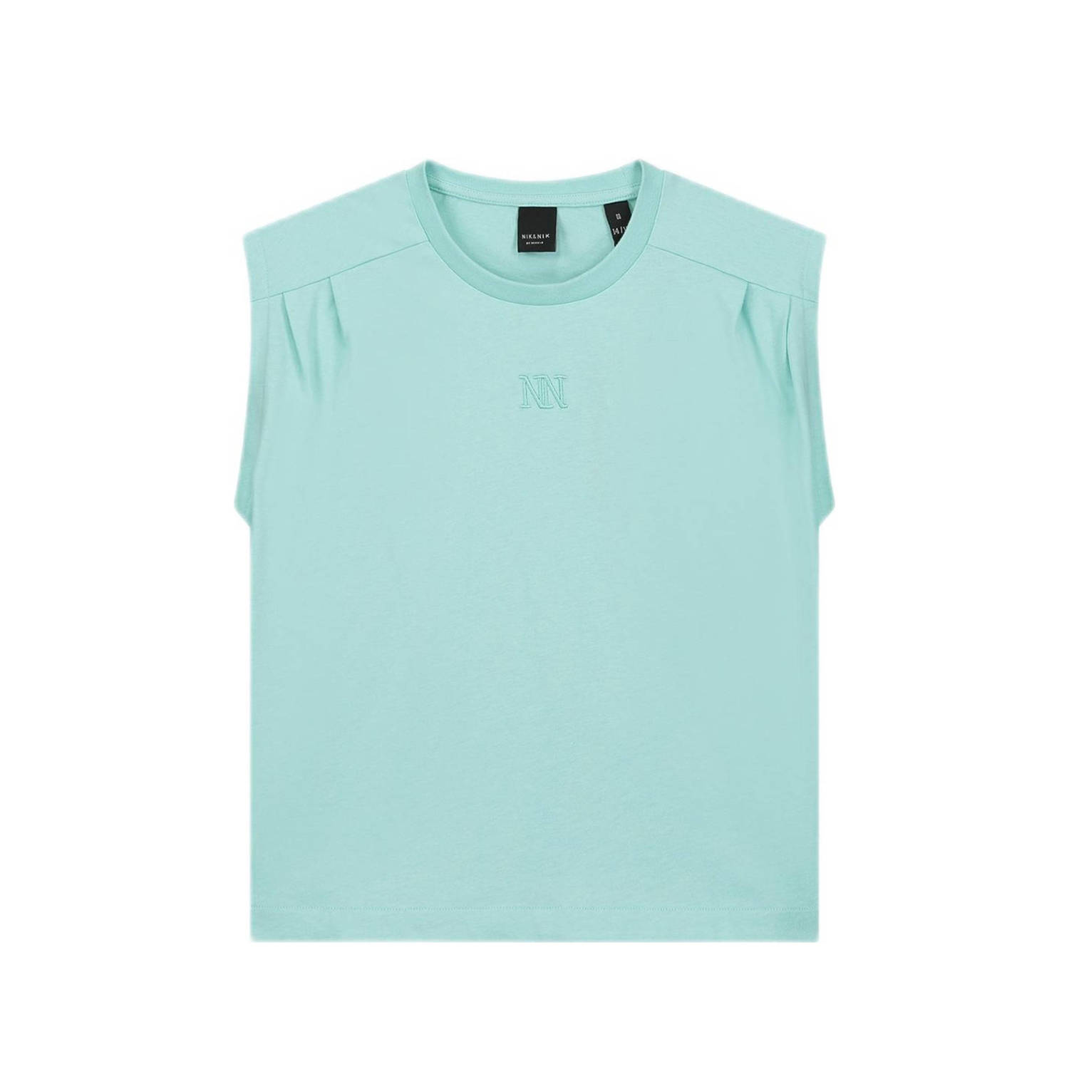 NIK&NIK mouwloze top Pleat mintgroen Meisjes Katoen Ronde hals Effen 140