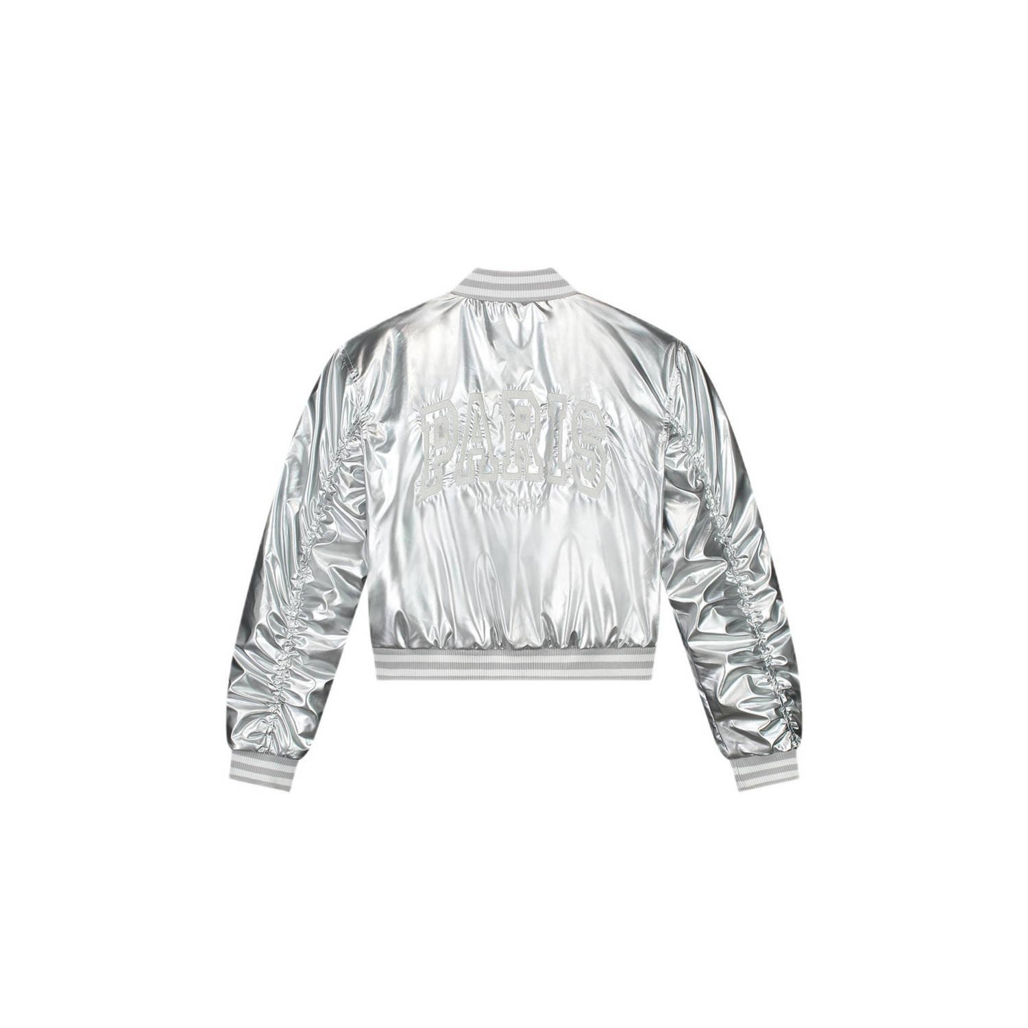 NIK&NIK metallic imitatieleren bomberjack zomer Kansas zilver