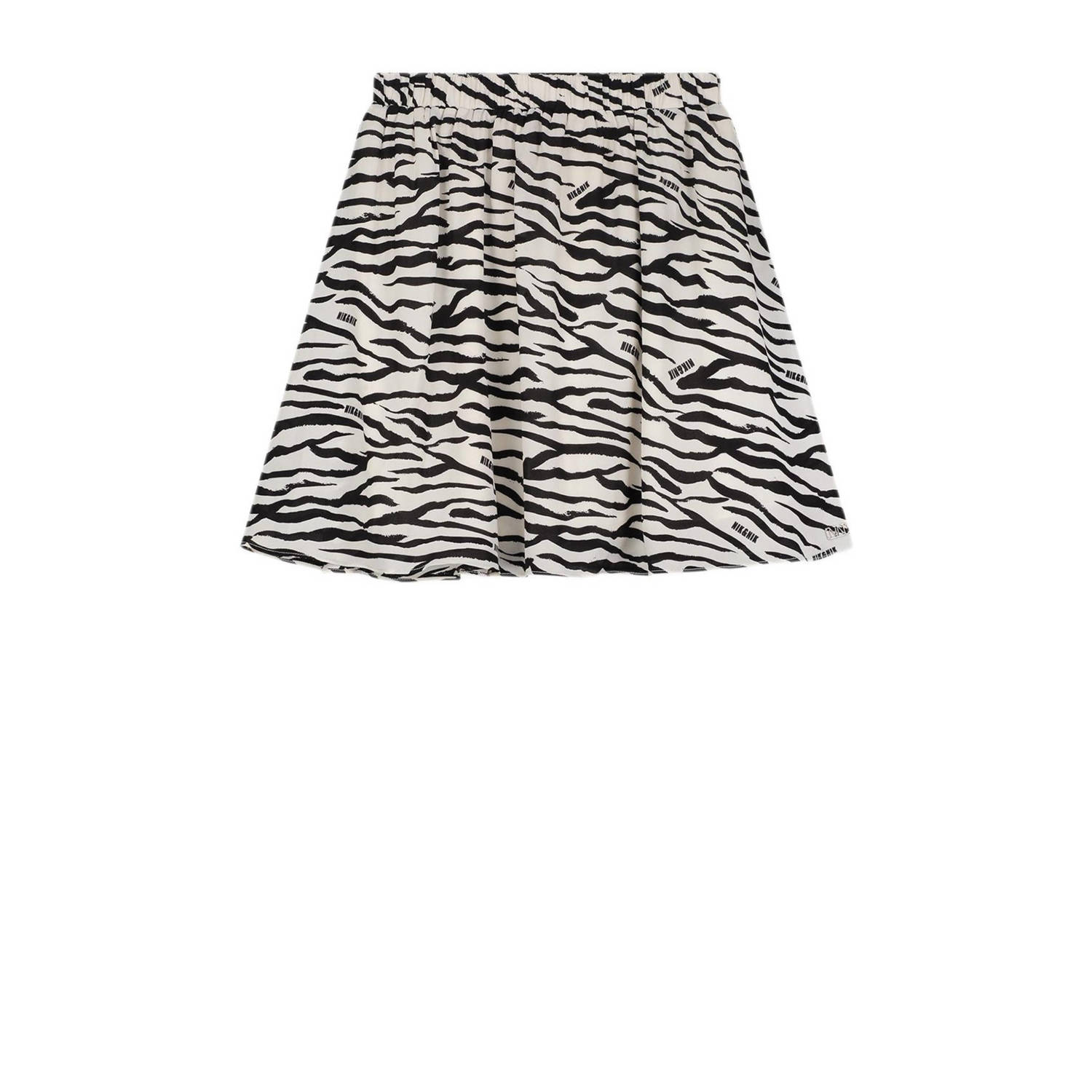 NIK&NIK rok Kenley met zebraprint ecru zwart Meisjes Gerecycled polyester 128