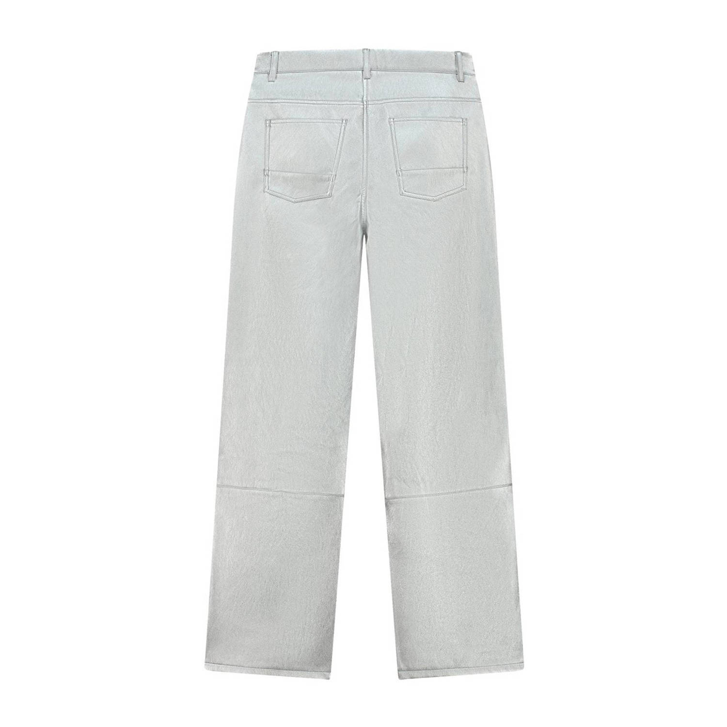 NIK&NIK imitatieleren wide leg broek Kenner zilver