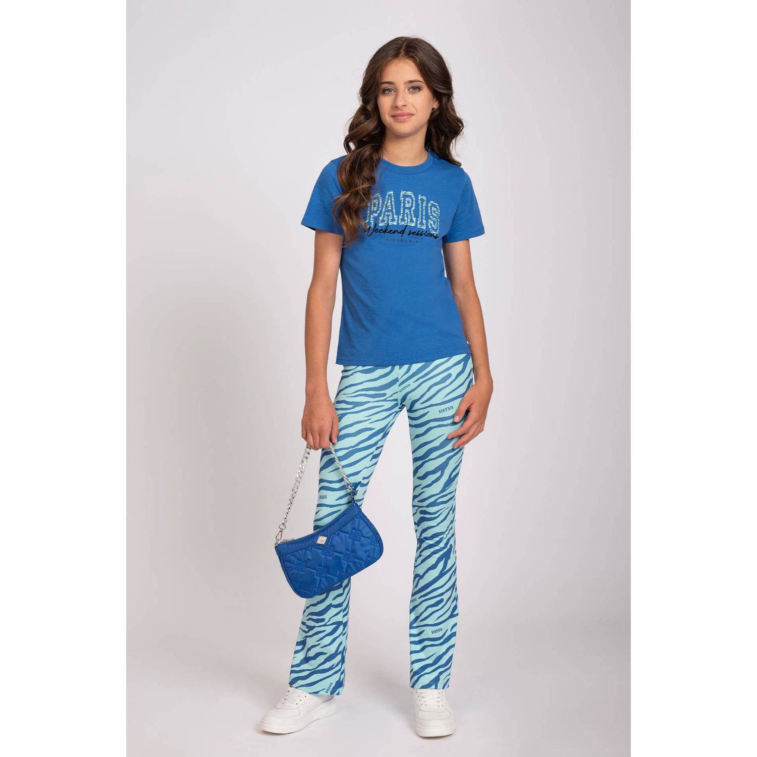 NIK&NIK broek met zebraprint helderblauw donkerblauw