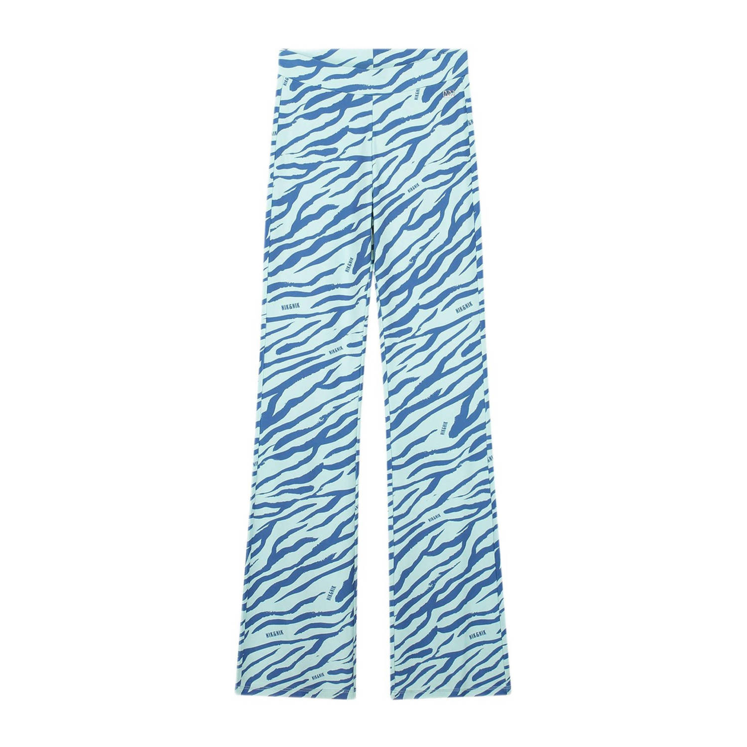 NIK&NIK broek met zebraprint helderblauw donkerblauw Meisjes Polyester 128