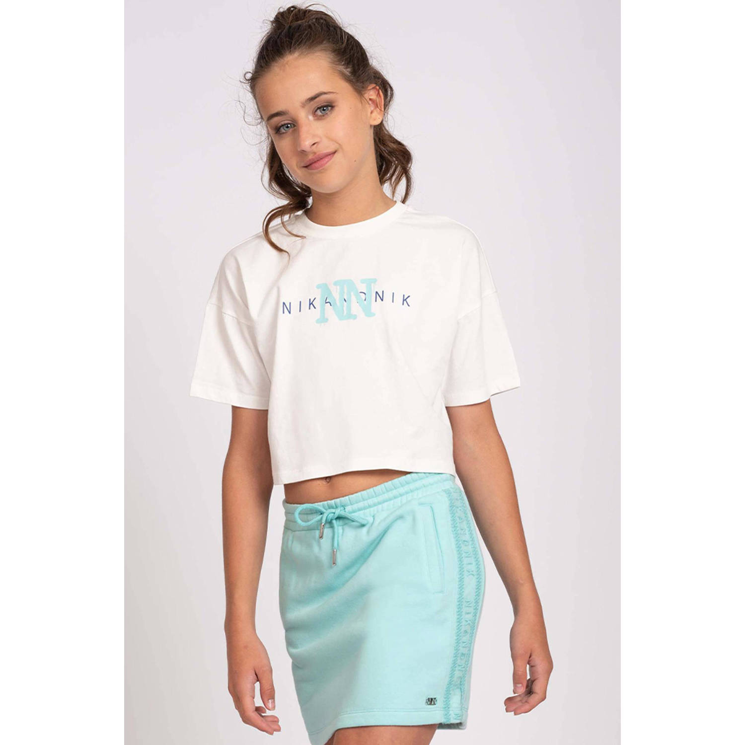 NIK&NIK T-shirt Spray met printopdruk offwhite