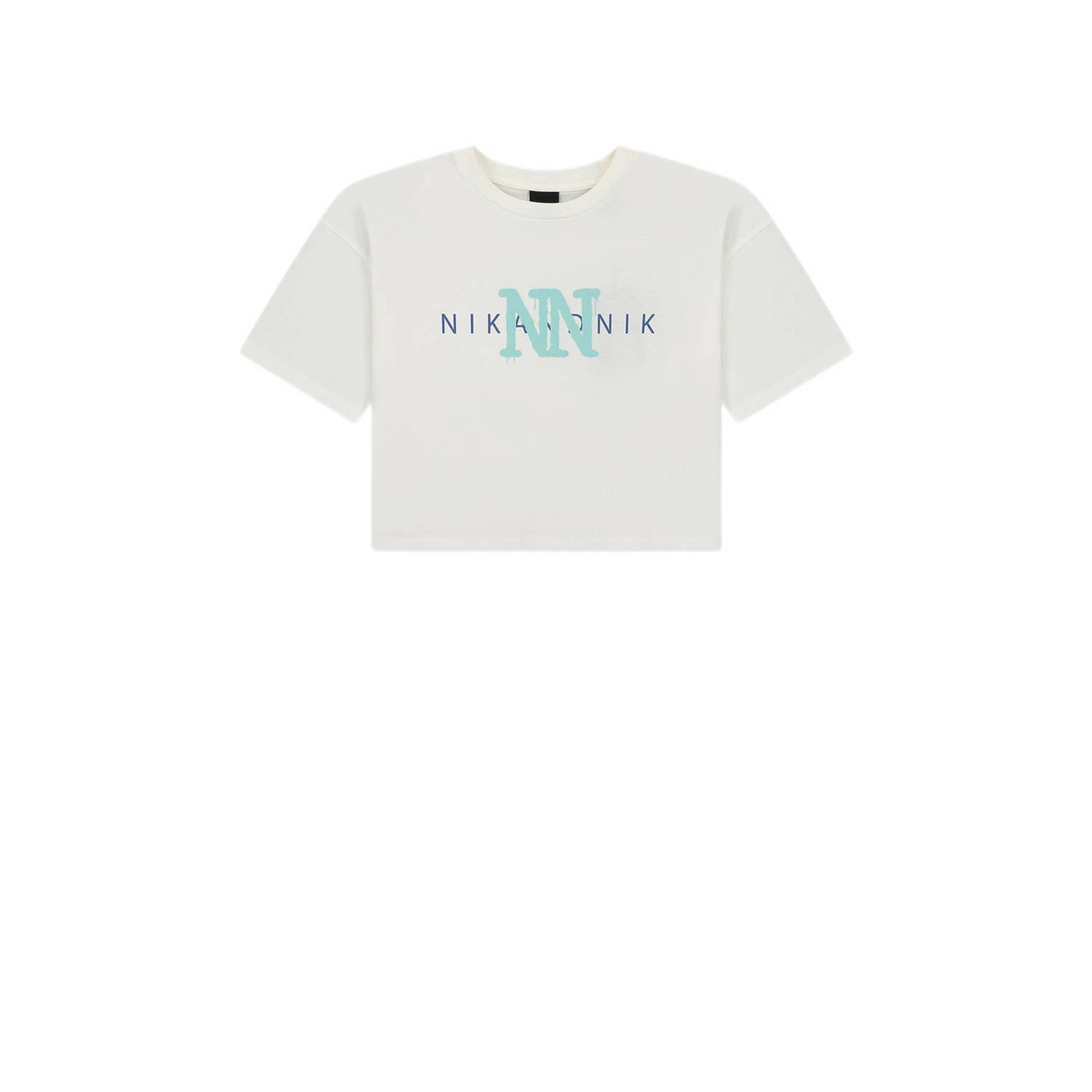 NIK&NIK T-shirt Spray met printopdruk offwhite Wit Meisjes Katoen Ronde hals 128
